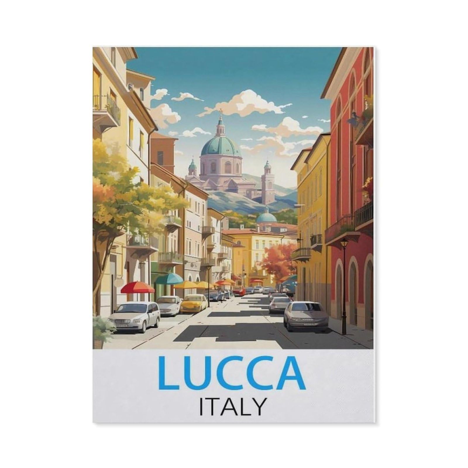 Vintage Metal Tin Sign ，Lucca Italy Vintage Travel Posters，Metal Wall Decor Decorative Tin Sign Art Plaque Poster for Home Kitchen Bar Coffee Shop Club Decoration(15x30cm）6x12 inch-H98