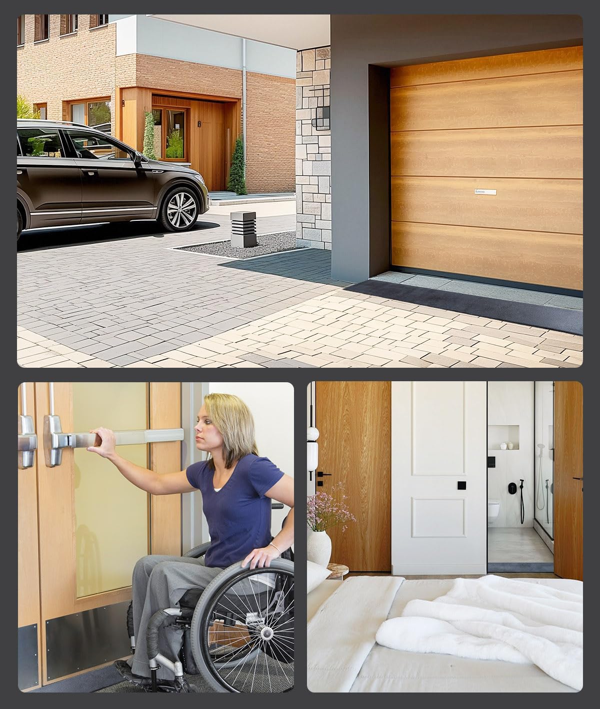 1'' Rise Rubber Threshold Ramp - 2204 LBS Capacity, Non-Slip, Cuttable & Adjustable - Handicap Ramp for Wheelchair Scooter Stroller - Driveway Curb Ramps for Doorways 1 Rise (39.3x3.2)