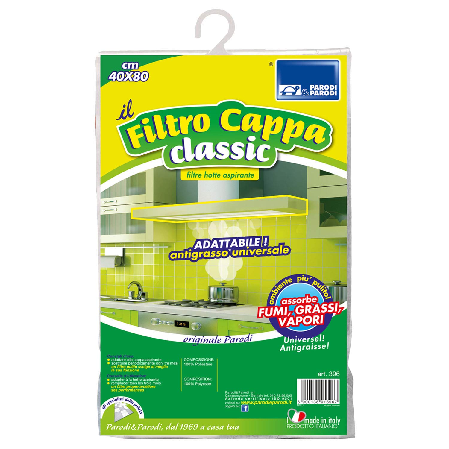 Parodi & Parodi Cooker Hood Classic Filter for Cooker Hoods, Polyester, White, 20 x 26 x 5 cm