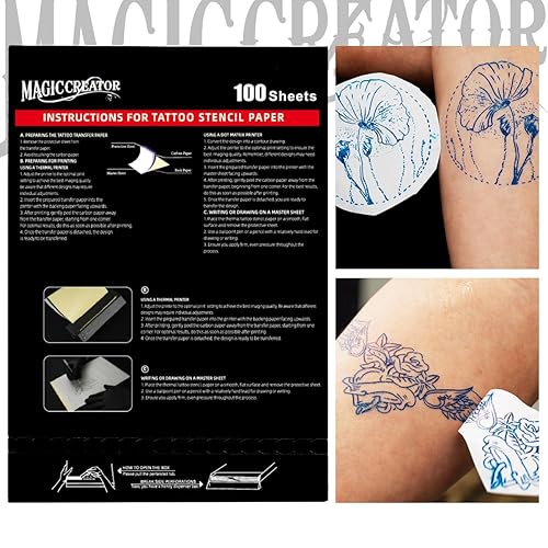 Miniatura 2 de Magic Creator - 20 piezas de papel de transferencia de tatuajes, Stencil Stuff de 4 capas Ultra HD, papel térmico de alta calidad, papel de