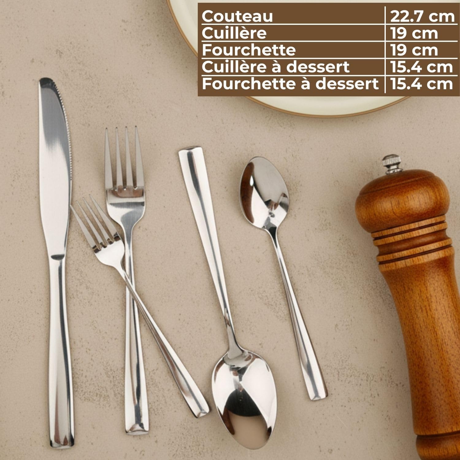 Set couverts de table 6 personnes (30 pièces) avec range couverts pour tiroir. set de couvert de table inox pour cuisine. Lot couvert de table avec rangement tiroir cuisine extensible (60 pièces)