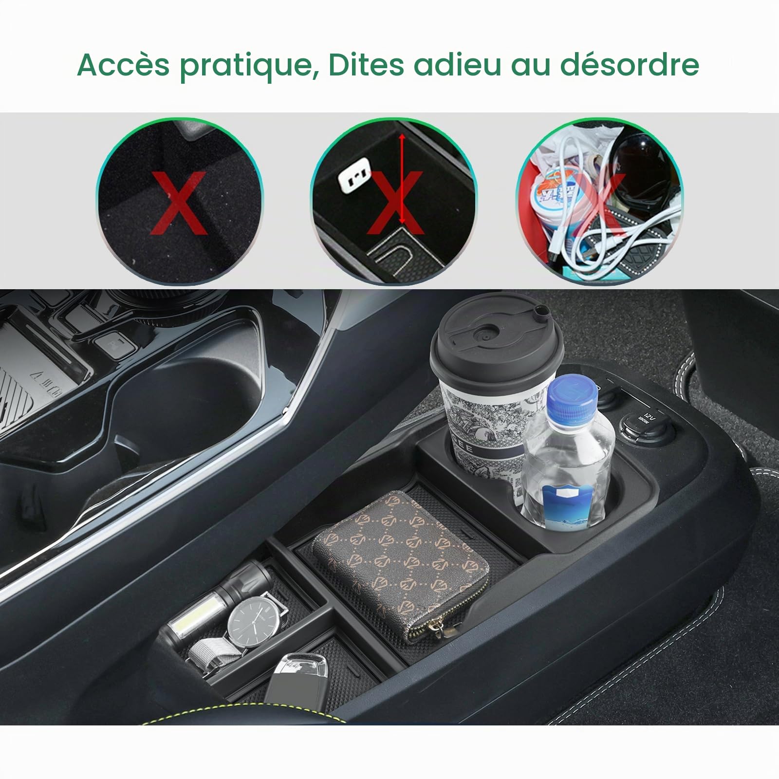 GAFAT Compatible avec Kia EV6 GT Line 2021-2026 2027 Boîte de Rangement pour Console Centrale, Facelift EV 6 2025 Organisateur Plateau Boîte À Gants Bas de Console Centrale, EV6 Accessoires (Noir)