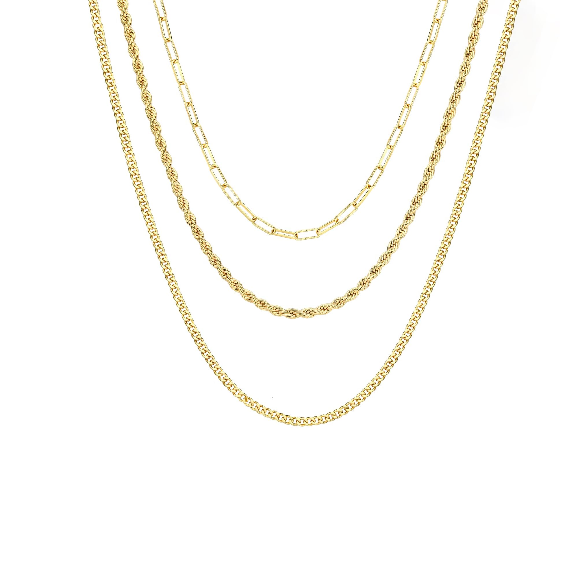 CHESKY 14K Gold Plated Layered Chain Necklace for Women