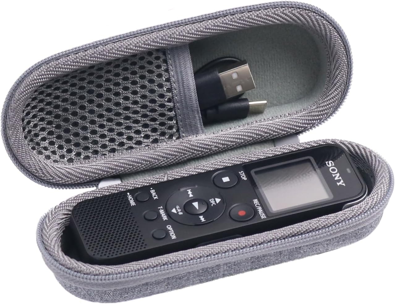 Hard Protective Travel Case Replacement, Compatible with Sony ICD-PX370 / 470 / UX570 / Compatible with EVIDA 128GB / Compatible with Aiworth 136GB Digital Voice Recorder,Black&Red