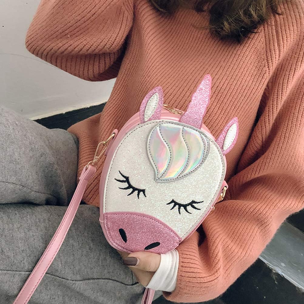 Tonfant Glitter Laser PU Leather Unicorn Crossbody Purse Bag for Girls Teens Women (Pink) : Clothing, Shoes & Jewelry