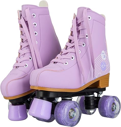 Miniatura 8 de jessie Roller Skates for Girl and Women, PU Leather Light up Kids Roller Skates, Cute Adjustable Four-Wheel Beginner Youth Roller Skates Girls Ages