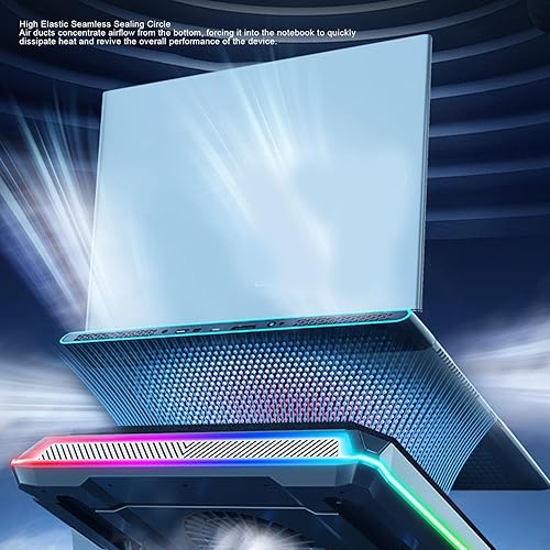 Miniatura 4 de Almohadilla de refrigeración para laptop, soporte enfriador para laptop RGB, enfriador de portátil para juegos con ventilador turbo de 5.5 in y 4