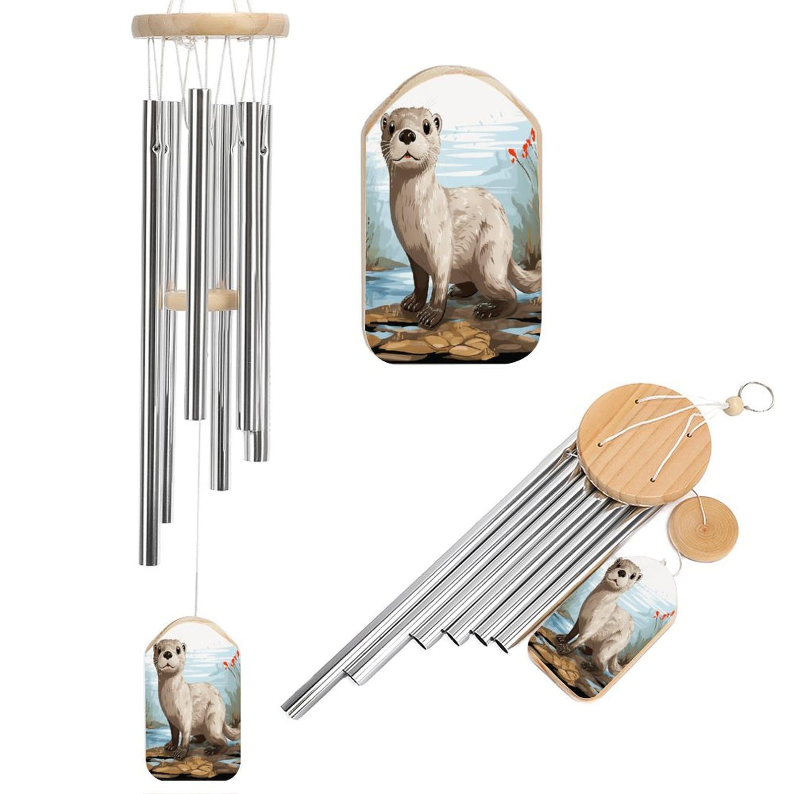 Otter Wind Chimes for Outdoor Large Deep Tone Aluminium Wind Chimes Soothing Melodic Sound 20.5" Hanging Metal Windchimes Outdoors Decor for Patio Porch Yard