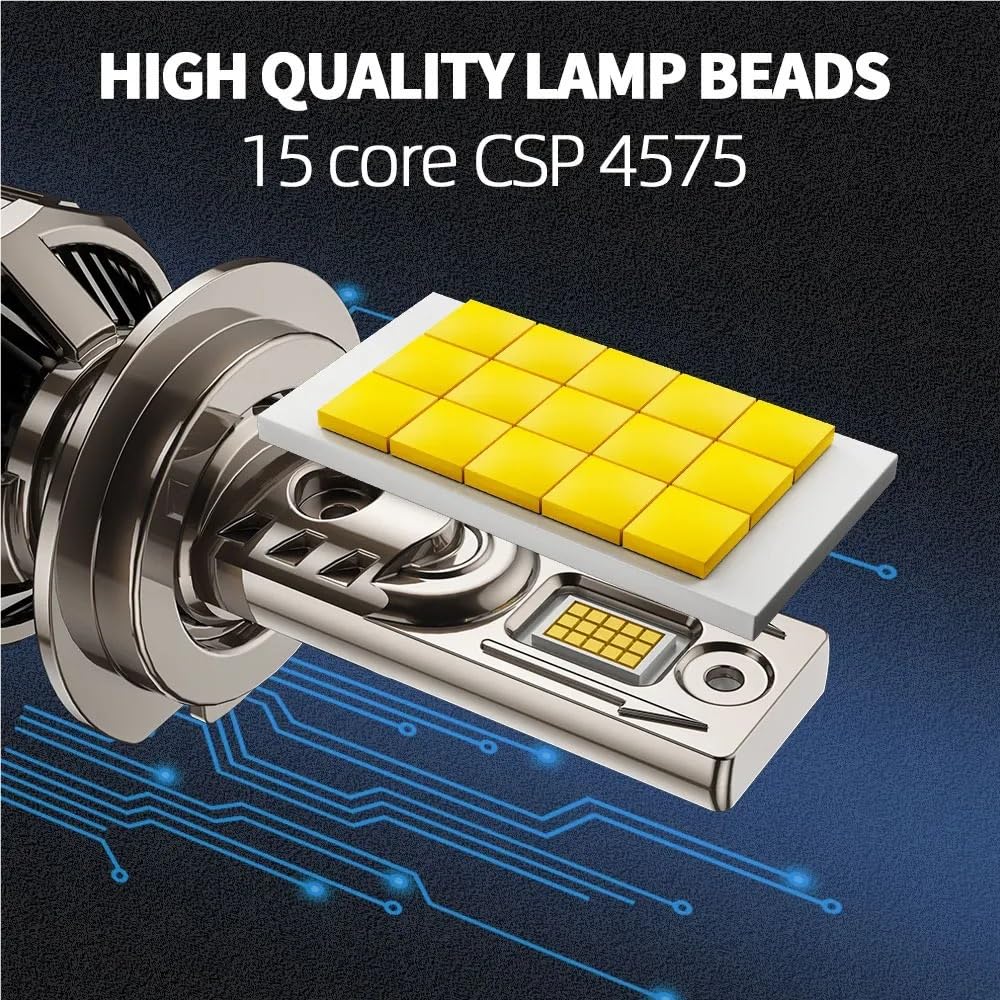 Phares de voiture à LED haute puissance H7 H4 CANBUS, ampoule H1 H11 HB3 9005 HB4 9006 170 W, 2 tubes en cuivre for voiture(H4/9003/HB2 Hi/Lo)
