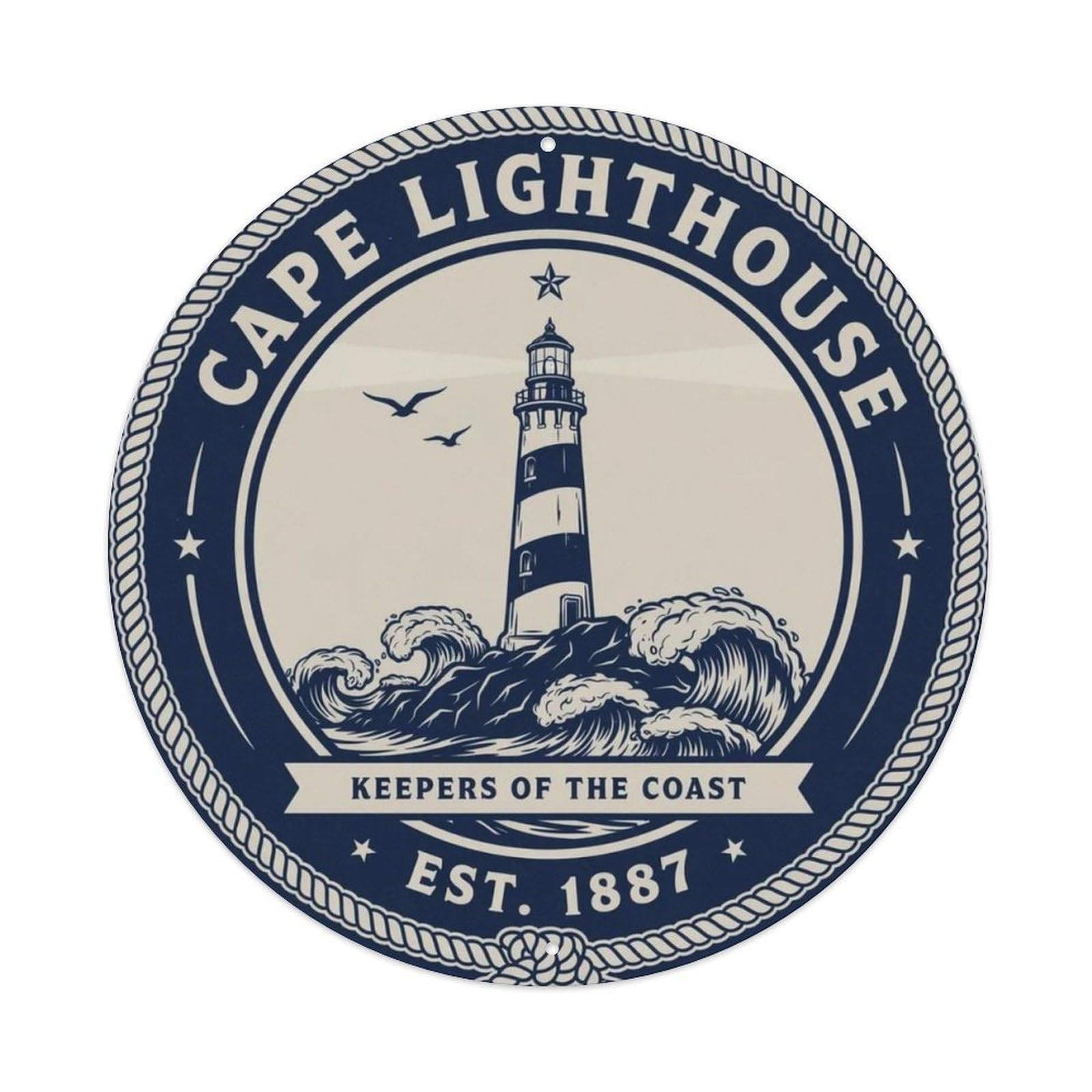 Vintage Lighthouse Coast Metal Tin Sign Plaque