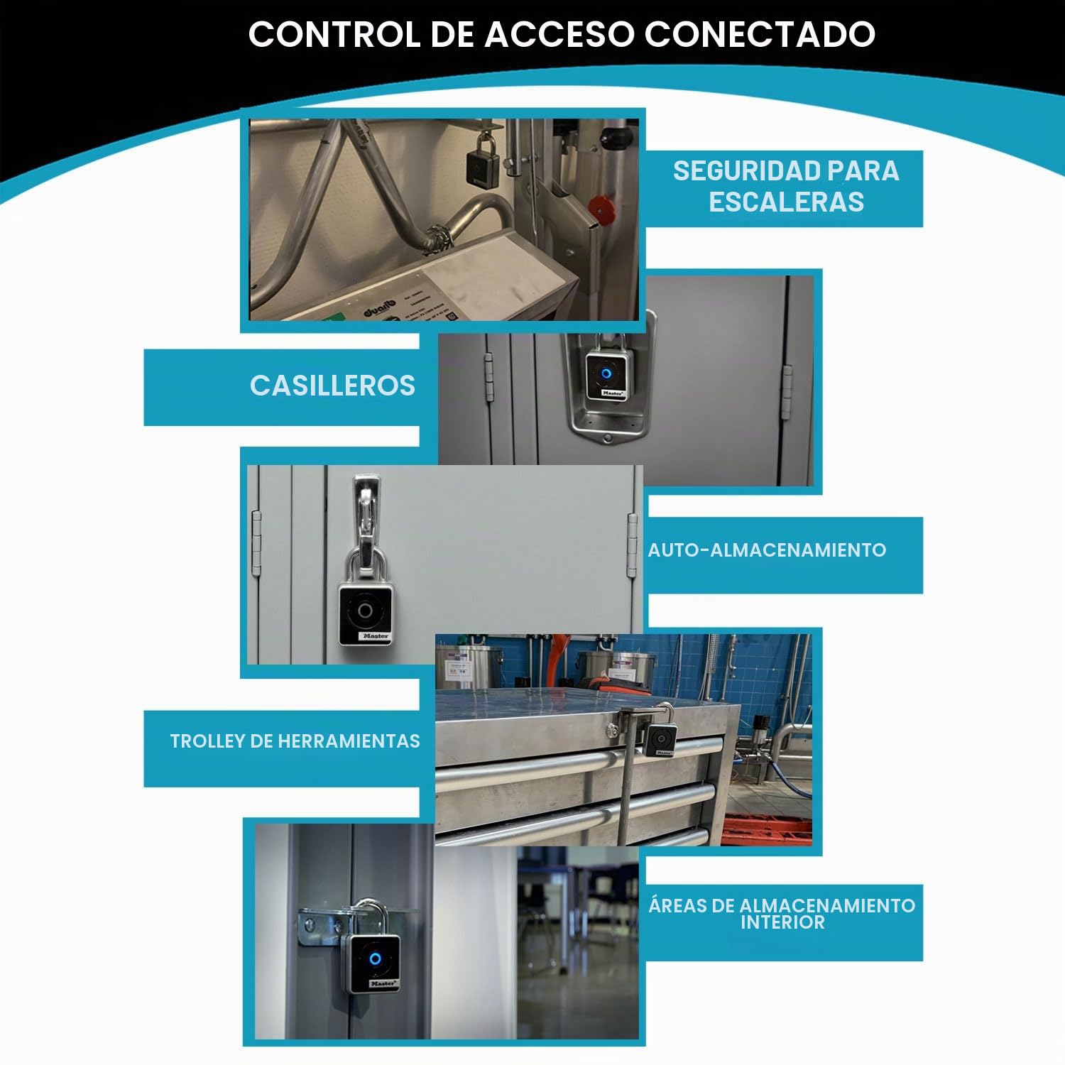 Master Lock 4400EUREC Candado con conexión Bluetooth para uso privado o profesional, Interior, Acceso Bluetooth con su smartphone