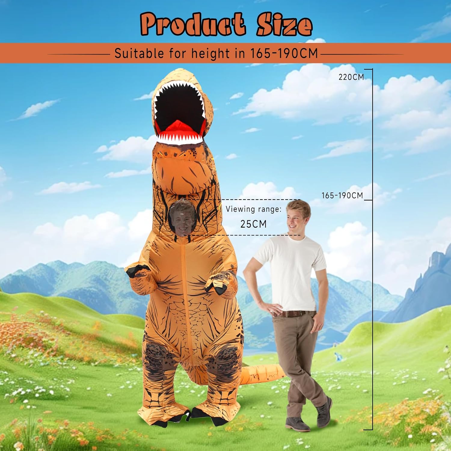 Inflatable Dinosaur Costumes Adult, Blow up T-REX Costume & Velociraptor Costume for Cosplay Halloween Party Birthday Parade