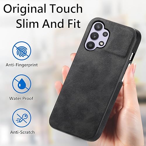 Miniatura 8 de Asuwish Funda de teléfono para Samsung Galaxy A32 5G 2021 de 6.5 pulgadas con protector de pantalla de vidrio templado y funda de cuero fino y