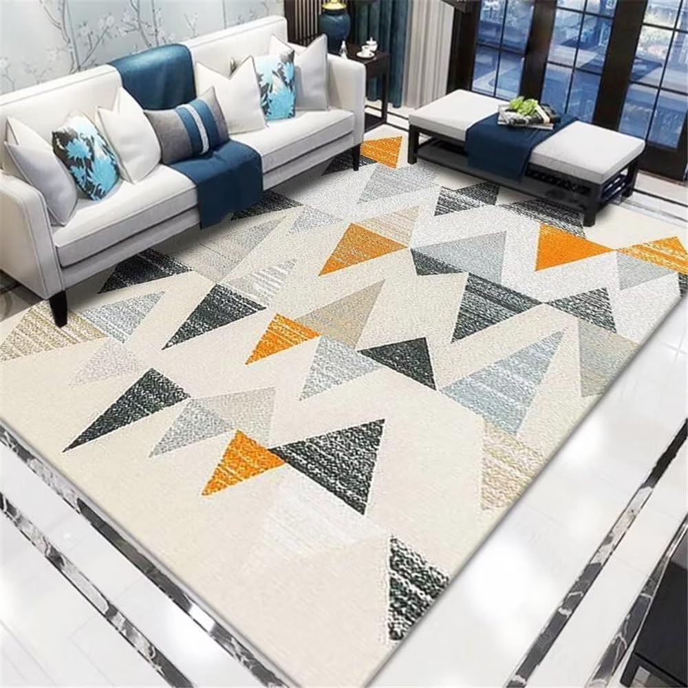 Tapis salon jaune anti-glissade pour eviter les chutes dans la chambre ado