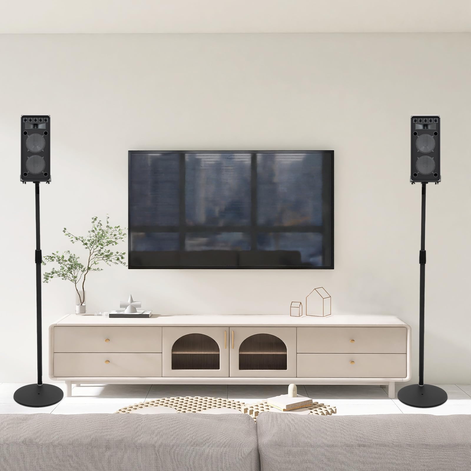 1 paio di supporti per altoparlanti, regolabili in altezza da 75 a 140 cm, girevoli a 360°, supporto per monitor da studio, fino a 6 kg, nero