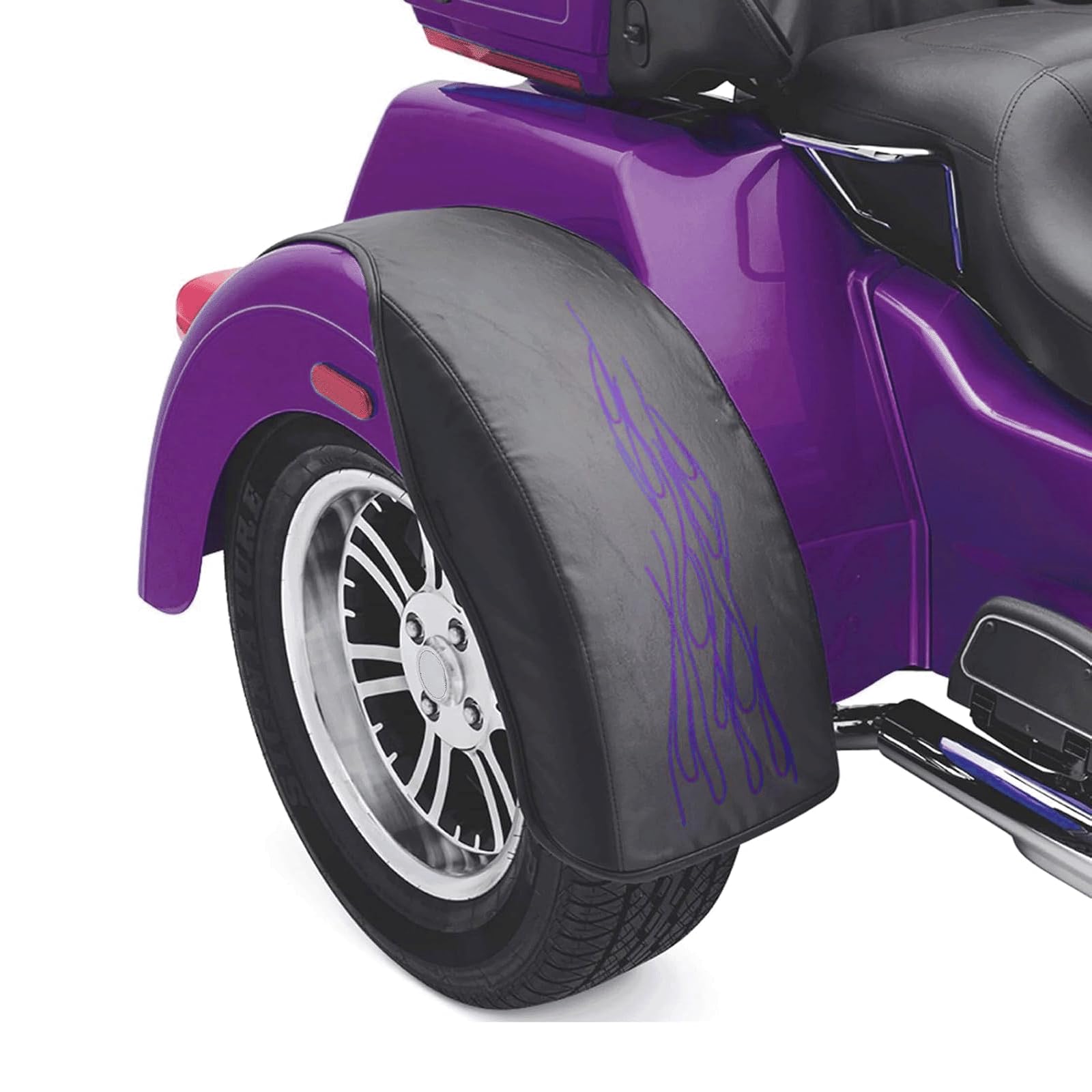 2009-2024 Artificial Leather Flame Rear Trike Fender Bra Set for Harley Trike Tri Glide Ultra Classic FLHTCUTG, 2010-2011 Street Glide Trike FLHXXX (