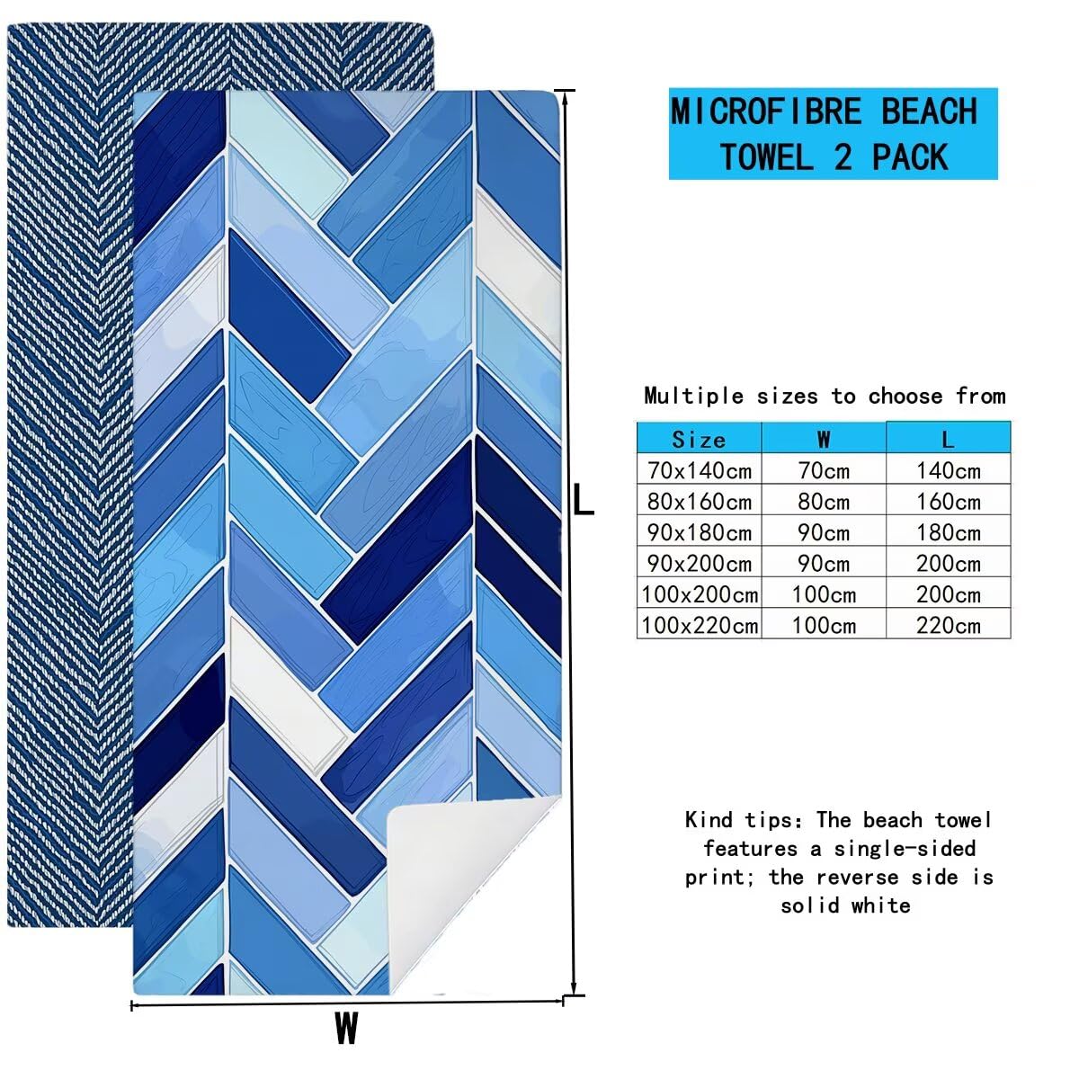 Telo Mare Microfibra, Telo Mare Grande 90x200cm 2 Pezzi, Asciugamano Palestra Donna Asciugatura Rapida, Antisabbia Asciugamano Microfibra, Leggero Asciugamani Palestra per Regalo (Geometria) -4040