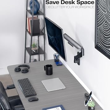 VIVO Single Monitor Counterbalance Wall Mount for 32 inch Screens up to 19.8 lbs, Full Motion, Max VESA 100x100, Black, MOUNT-V001G