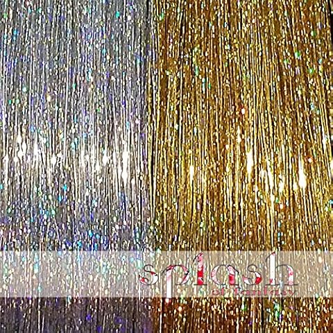 40 inch Hair Tinsel 200 Strands Two Colors : Sparkling Silver & Sparkling Gold Cover
