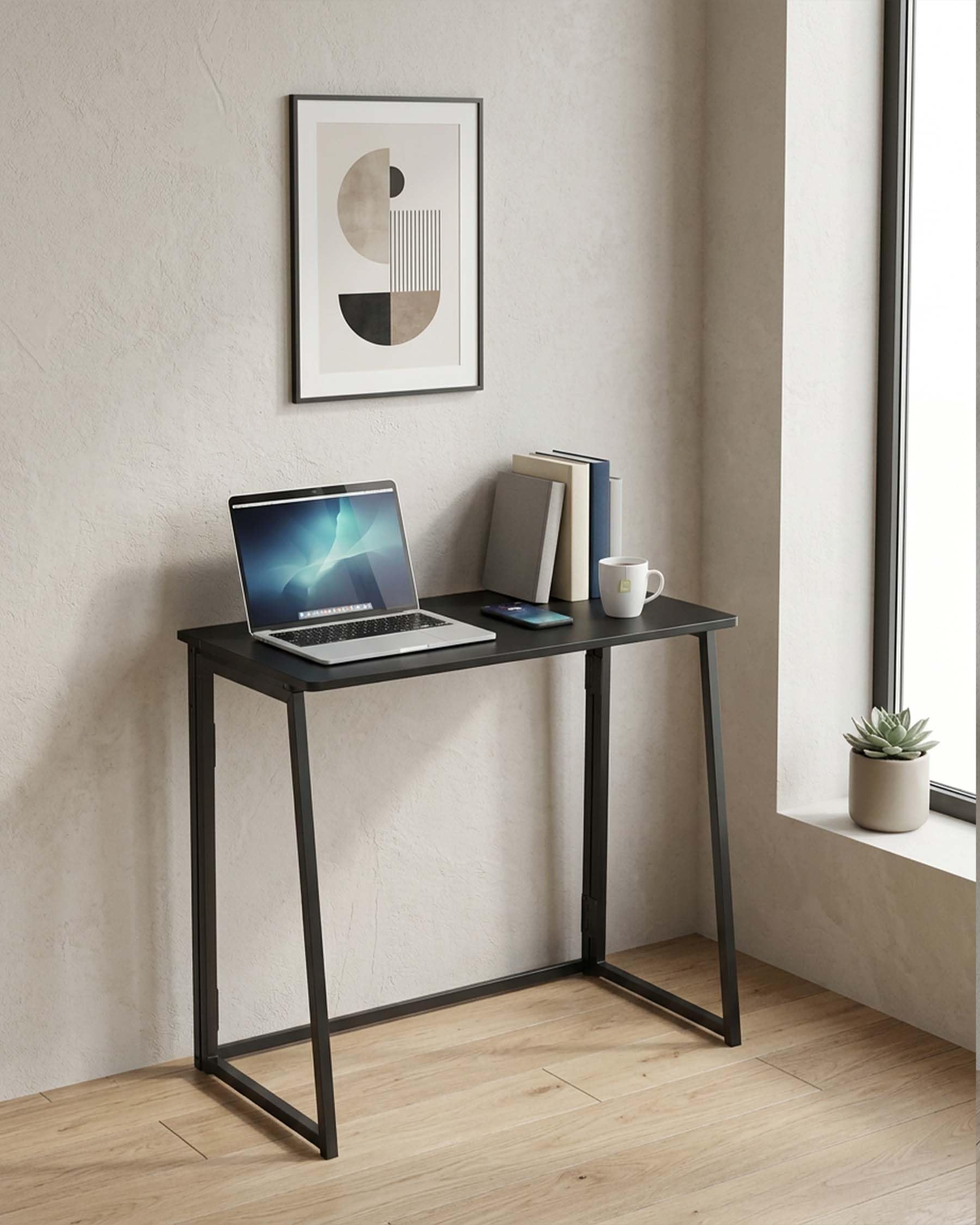 hitsuki Schreibtisch klappbar 80x40x74 cm, Computertisch klein, klappbarer PC Tisch, Kleiner Schreibtisch, Klapptisch klein für Home Office, Schlafzimmer und Arbeitszimmer, Study Table