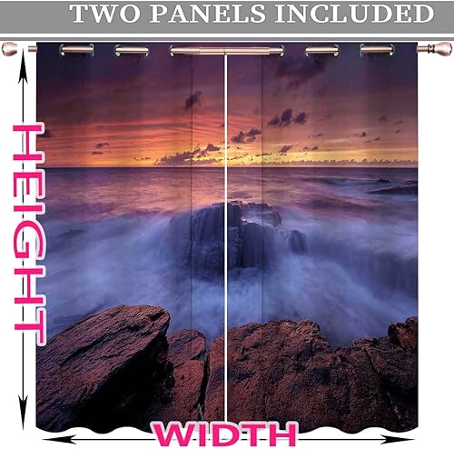 Miniatura 4 de Hermosas cortinas de oscurecimiento de paisaje marino para dormitorio, 2 paneles, cortinas para sala de estudio de 85 pulgadas de ancho x 108