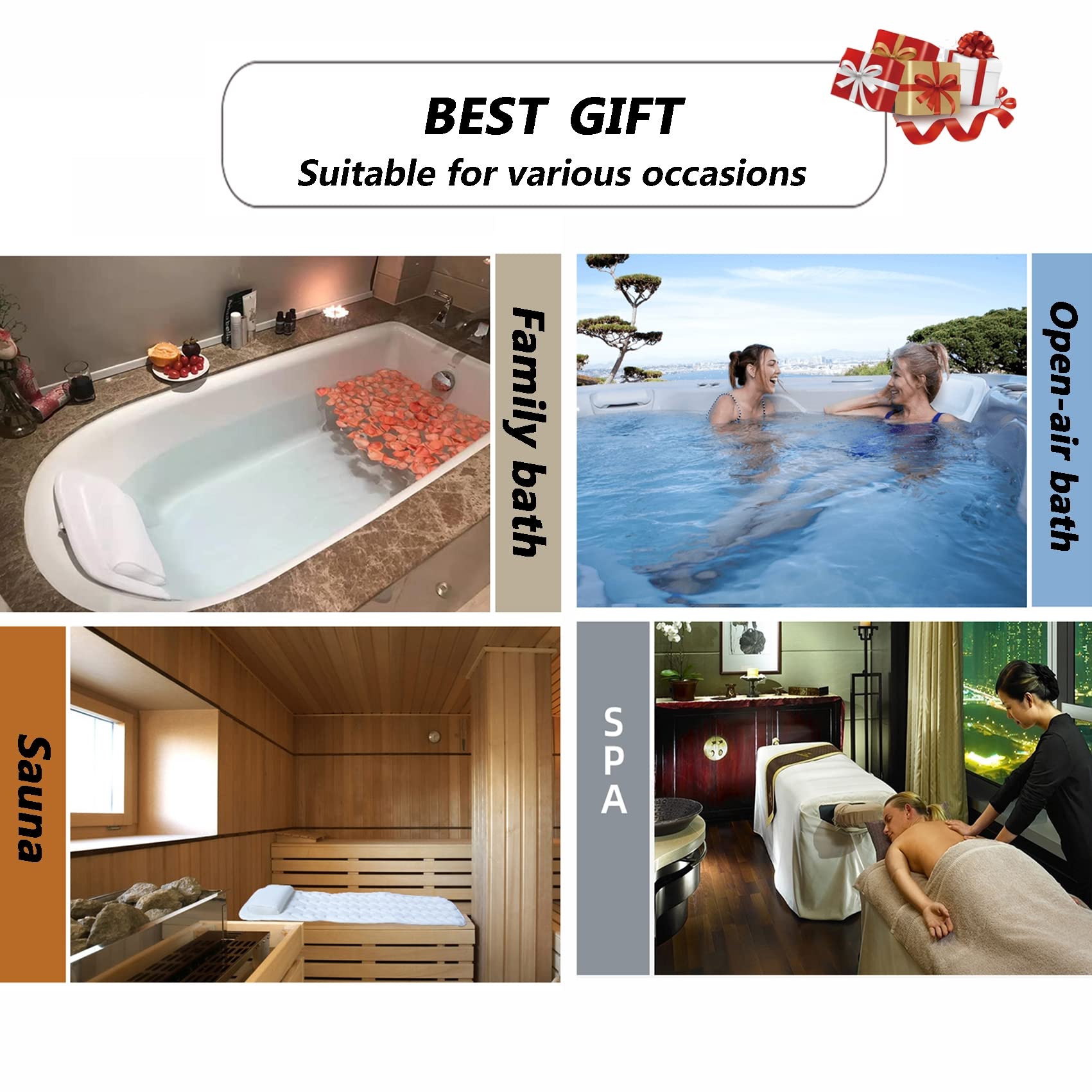 MyrRhe Almohada de baño ergonómica de Cuerpo Completo cojín Premium para Comodidad en la bañera