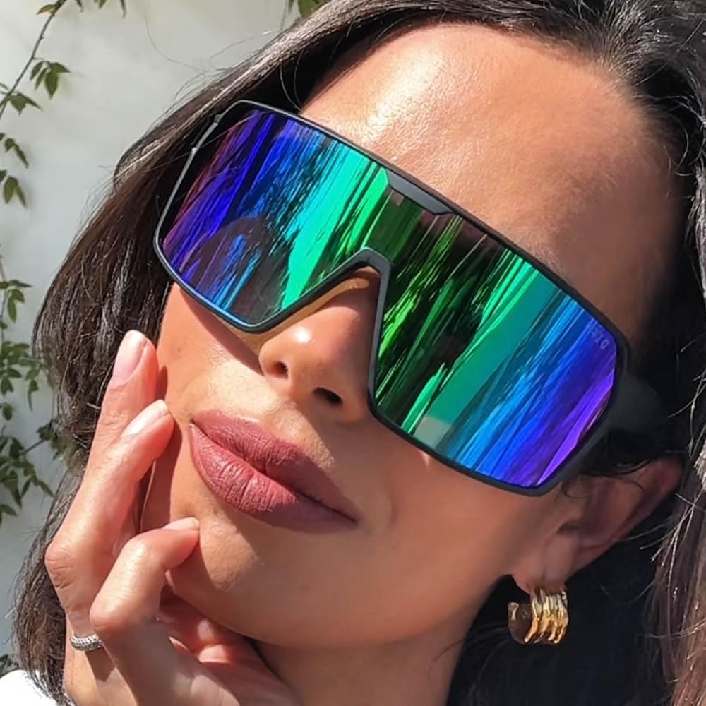 Amazon.com: DIFF Sport Charge Designer Oversized Shield Sunglasses