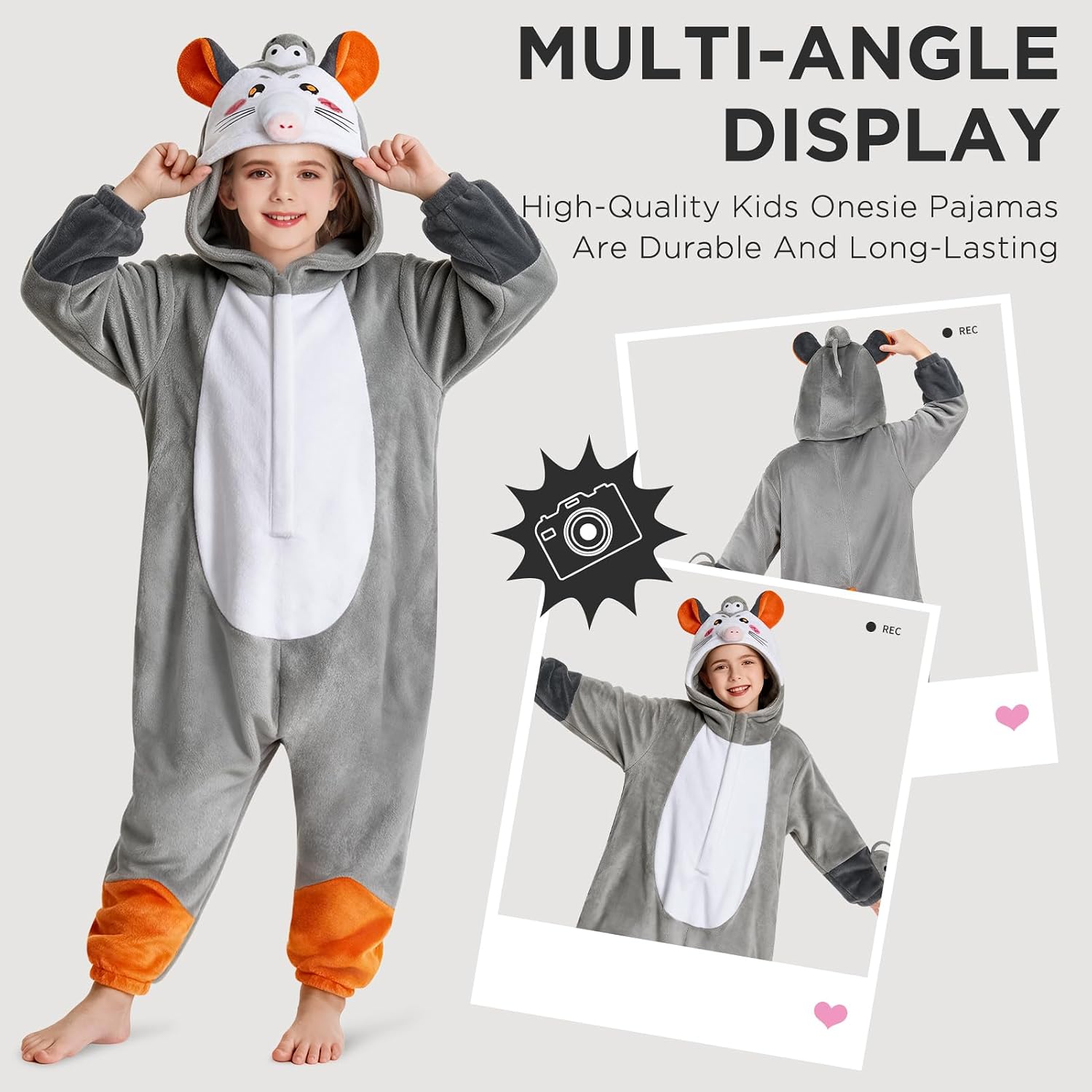 OLAOLA Kids Onesie, Unisex Animal Onesies Cosplay Pajamas Halloween Costume