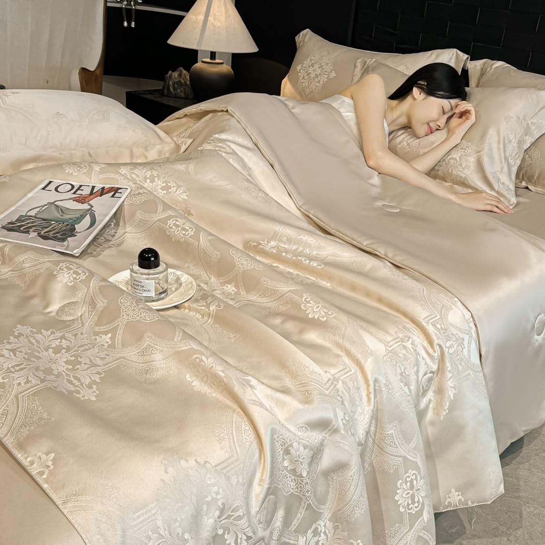 Trapuntino Copriletto Reversibile, Coperta Leggera Estate Copriletti Trapunte Leggera Fresco Copriletto Trapuntato per Letto Singolo Letto Matrimoniale (B Crema,180x220cm)