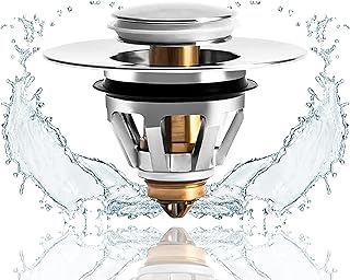 Filtre de vidange universel pour lavabo, 34 à 40 mm en laiton, avec panier de salle de bain, cuisine, bonde d'évier en acier inoxydable pour trou de vidange de 3,5 à 3,8 cm de diamètre