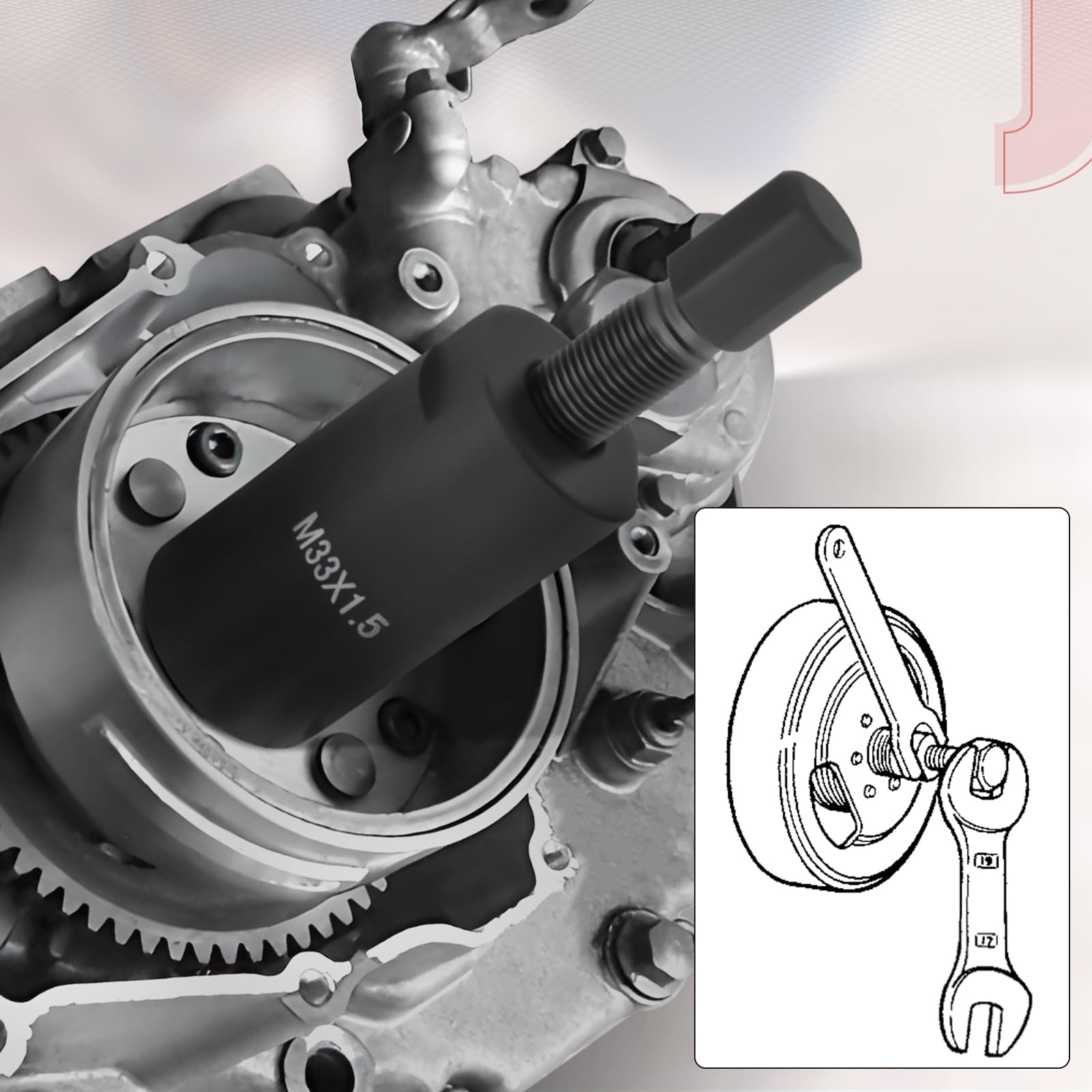 Extracteur De Volant M33 X 1,5 - Compatible Yamaha YFZ450, Polaris Predator, Suzuki GSXR & Plus
