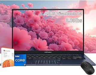 ASUS Vivobook Laptop de 14 pulgadas - Intel Core i7-1355U Beat AMD Ryzen 7 4700U -40GB RAM -1TB SSD -Windows 11 Pro -Office 365 un año - Estudiante universitario - Computadora portátil de negocios