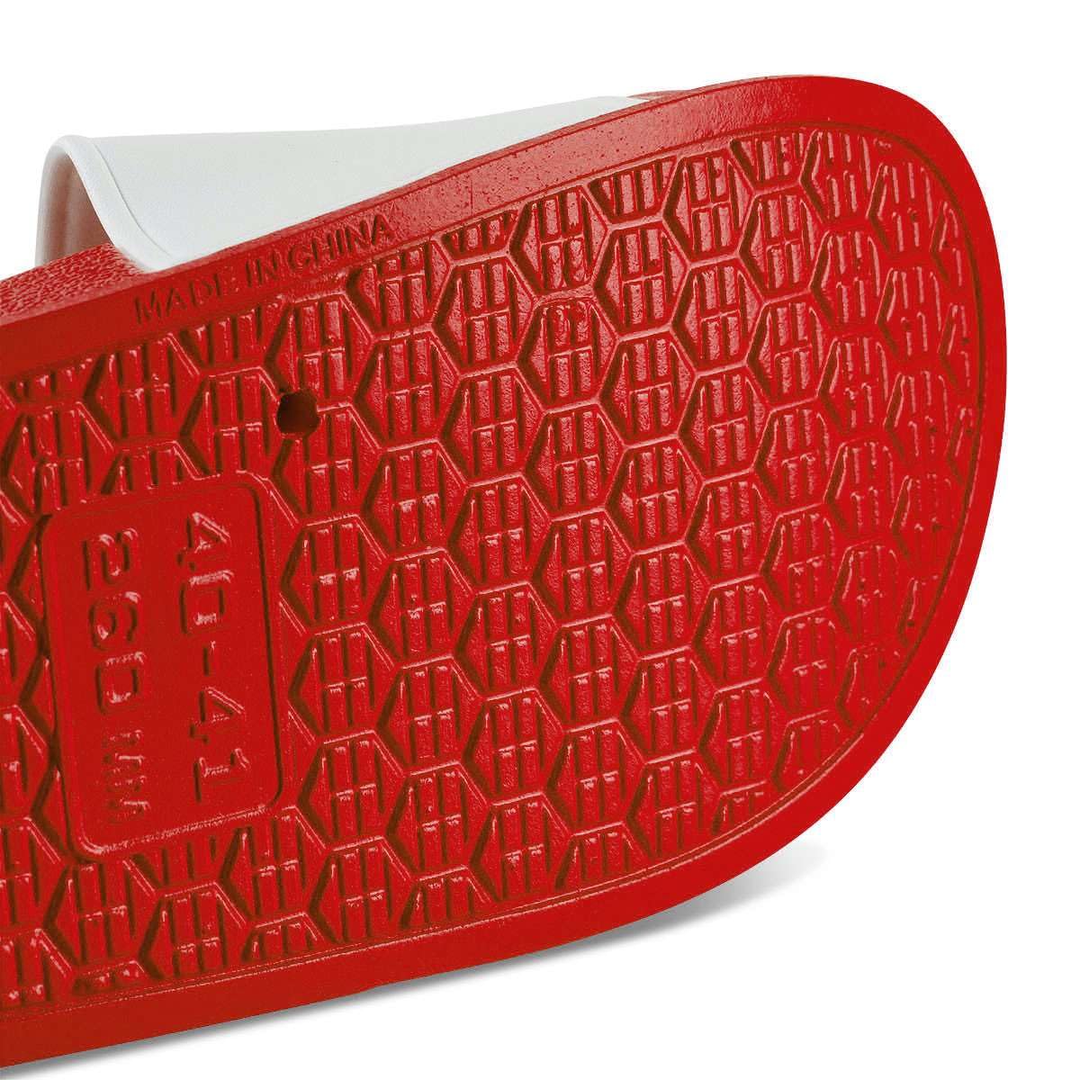 Kroatien Badelatschen Flip Flops Badeschuhe Hrvatska Fußball Unisex für Damen und Herren - Rot/Weiß - 42/43