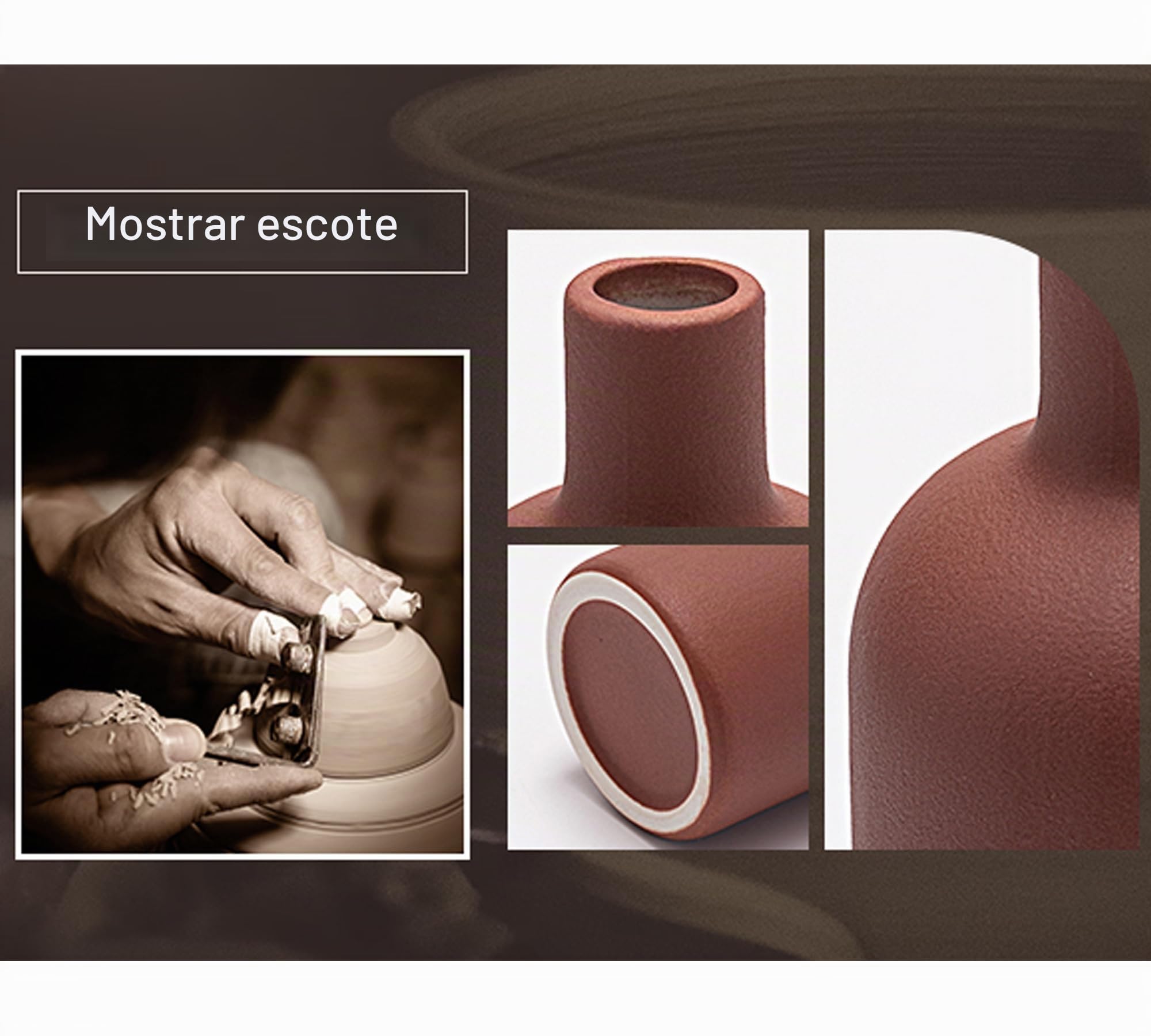 Jarrón de Cerámica, Neutral Nórdico Floreros Decorativos del Hogar para Mesa de café, Estantería, Cuarto de Baño (Rojo/Verde/Marrón Oscuro/Gris)