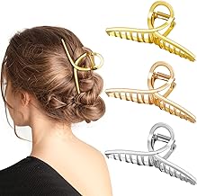 Kiiwah 3 Pezzi Pinze per Capelli in Metallo, Grande Mollettoni Artiglio per Capelli in Oro, Argento, Oro Rosa, Accessori Capelli per Donne e Ragazze Capelli Spessi Parrucchieri
