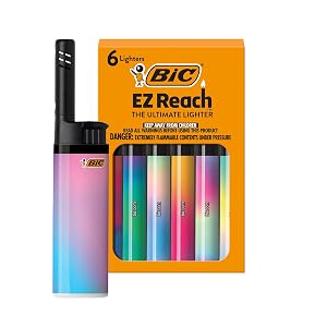 BIC EZ Reach Lighters Long Candle Lighter with Extended Wand Gradient Designs 6-Pack