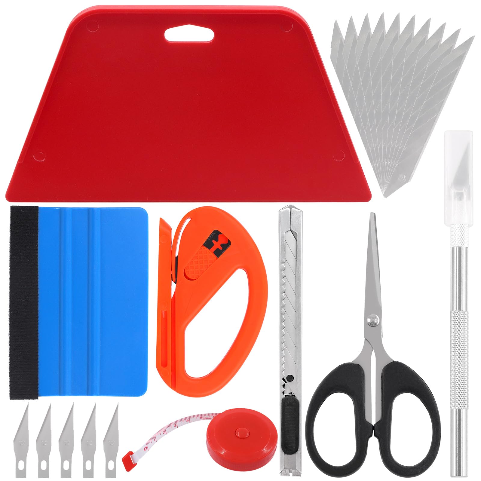 Mardatt 22Pcs Wallpaper Smoothing Tool Kit Includes Felt Edge Squeegee, Squeegee Scraper, Carving Knife with Blades, Scissors and Tape Measure for Stick Vinyl Wrap Window Film
