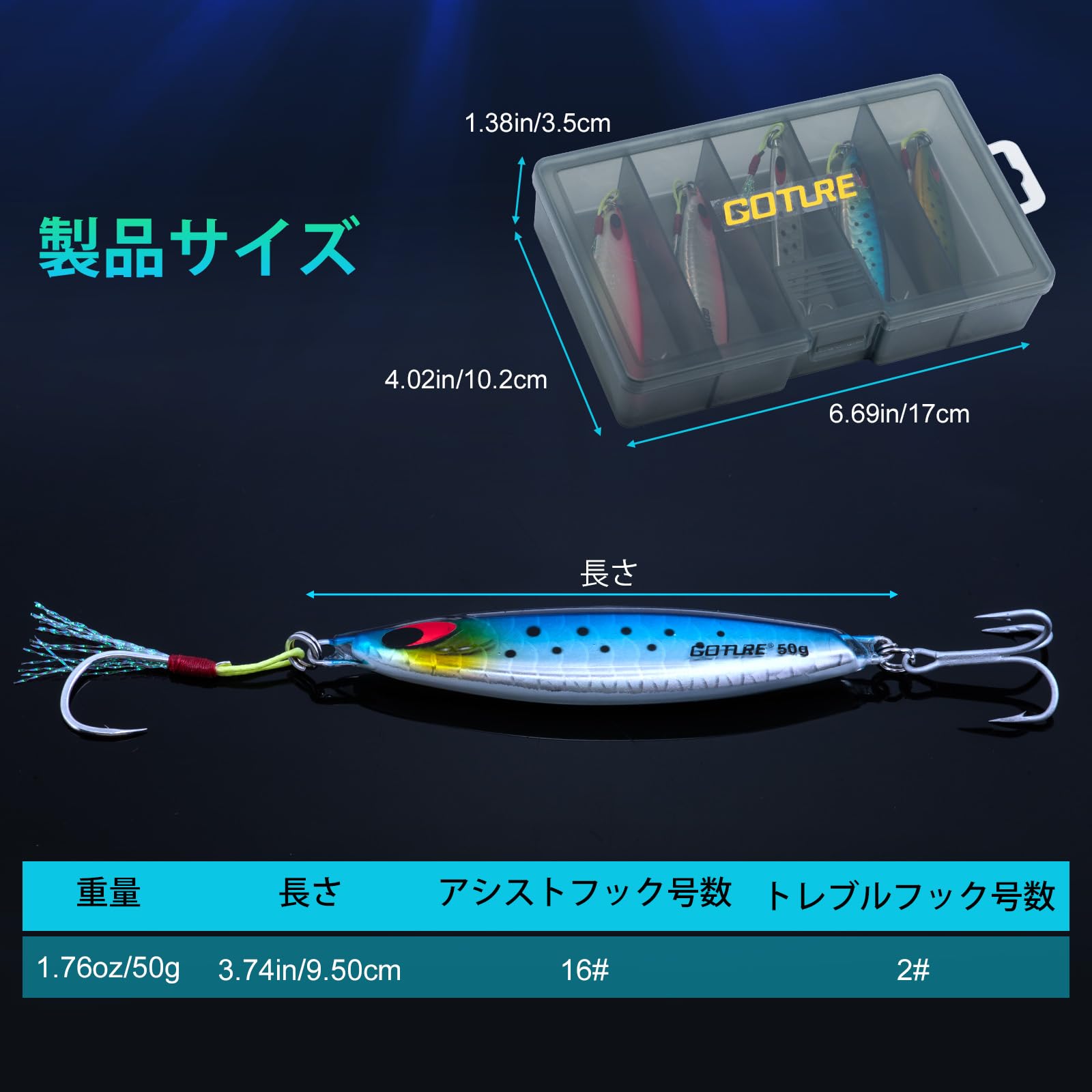 Amazon.co.jp: Goture メタルジグ ジグセット 50g 5個セット ルアー