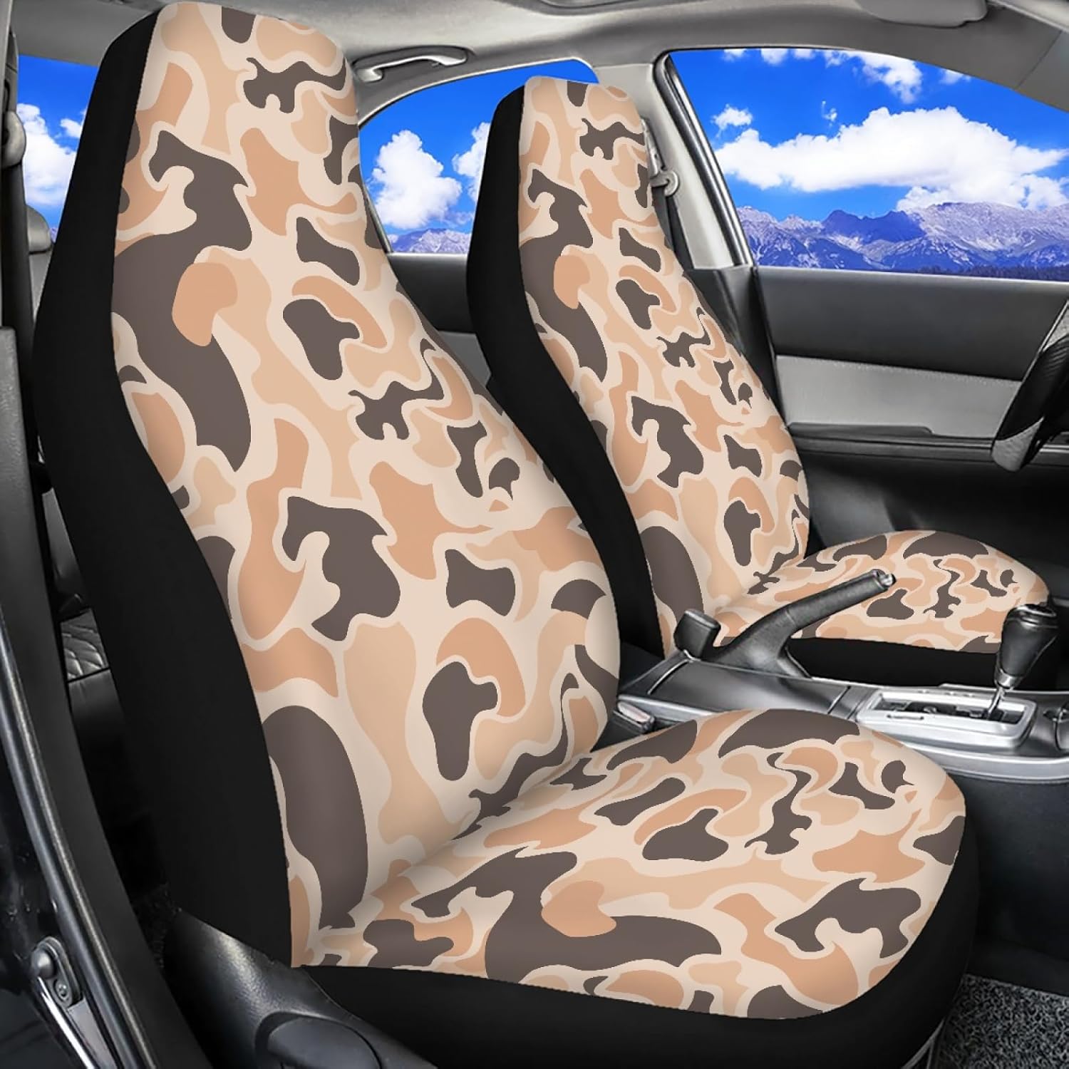 Duck Camo Car Seat Cover for Front Seats 2 PCS Breathable Front Car Seat Cover Protection Interior Accessories Universal Fit Most Vehicles