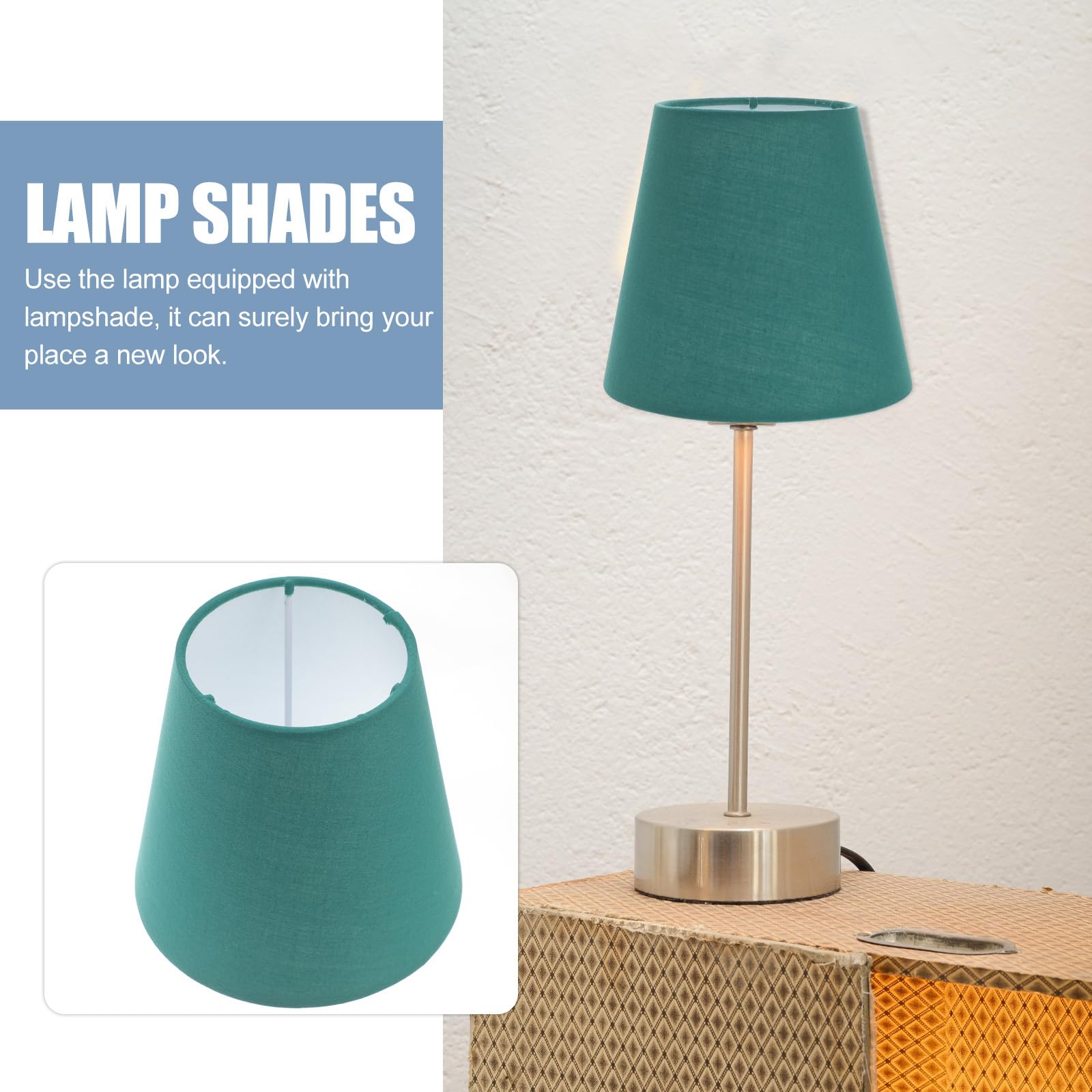 Hemobllo Mini Small Lamp Shade - Fabric Lampshade Chandelier Lamp Shade Macaron Color Lamp Shade for Table Floor Wall Lamp, 5x5x3 inch, Green - Image 2