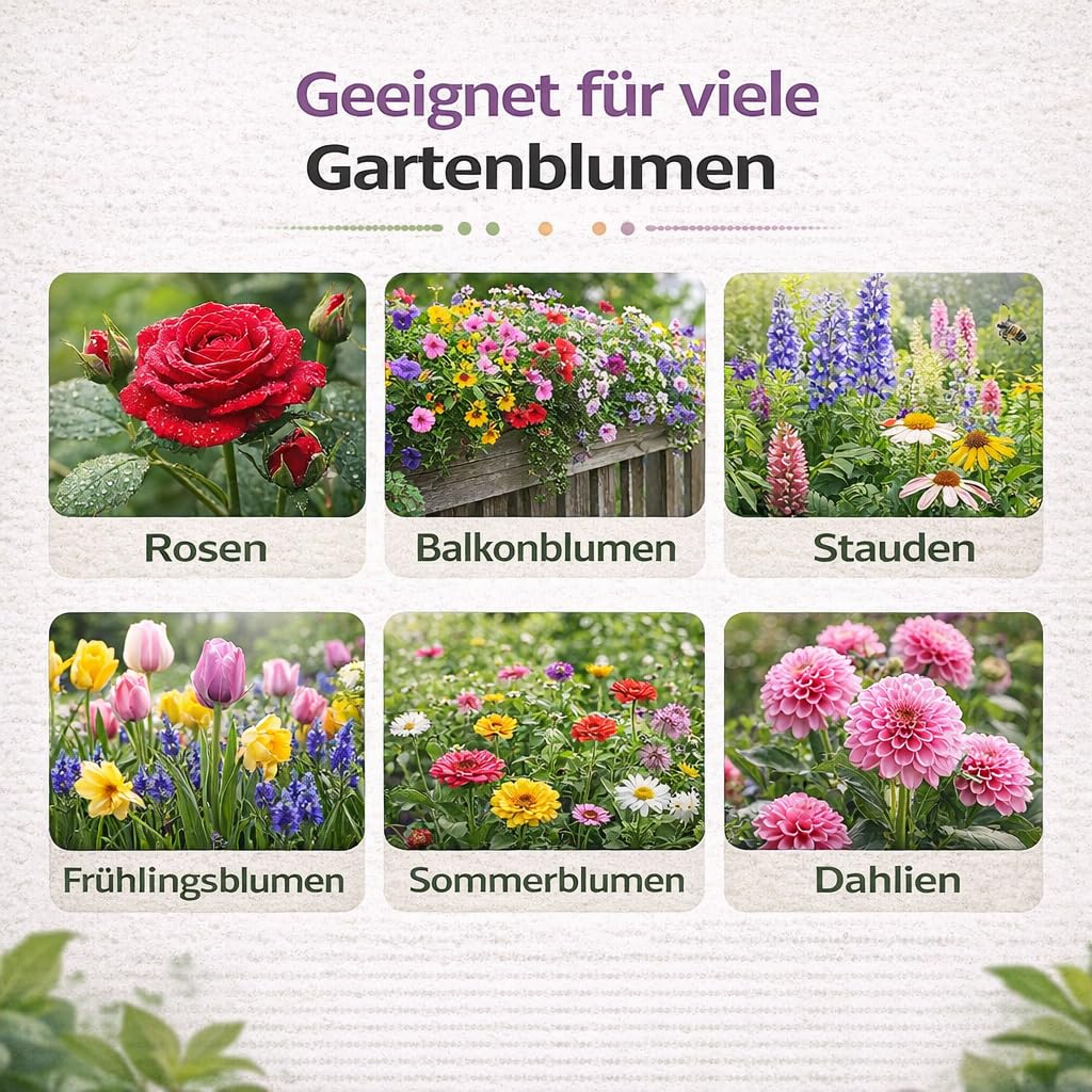 GiDeli Blumendünger Granulat 10 kg, Hortensiendünger und Rosendünger | Kaliumbetonte Blühformel NPK 9-9-15 mit Magnesium, Spurenelemente für intensive Blütenfarben, Vorrat für etwa 600 m² Beet