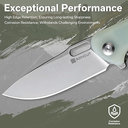 Miniatura 2 de SENCUT Navaja de bolsillo para hombre, cuchillo de tuerca para EDC, cuchillos plegables Vesperon con hoja de 3.35 pulgadas, mango G10 con bloqueo de