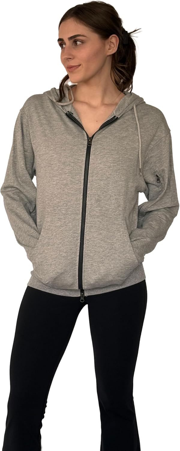 USBD Dialysis Hoodie with Arm Zippers Unisex Hemodialysis Patient IV Sweatshirt - Image 3