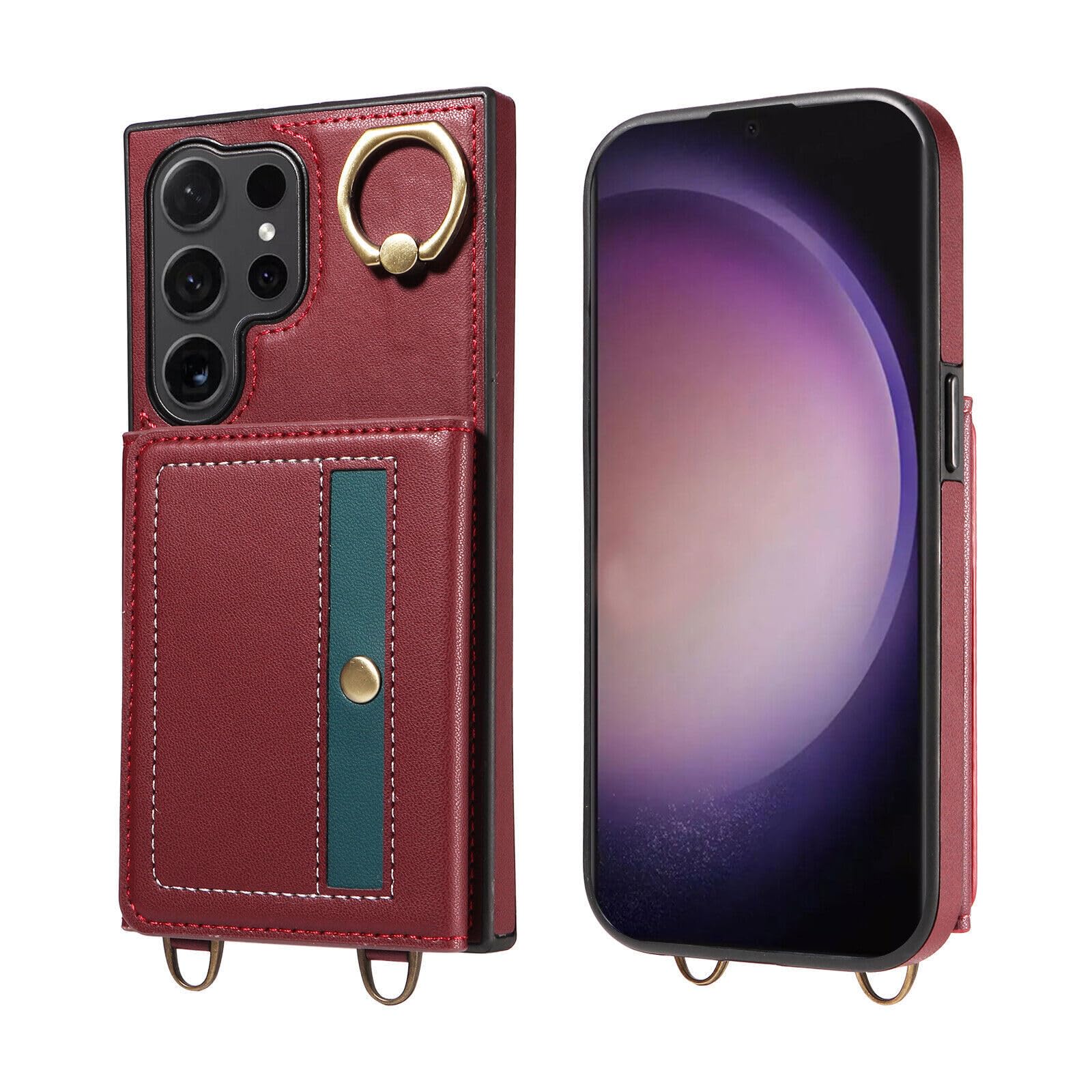 Generic etui kompatybilne z Samsung Galaxy S23 Plus (kolor: czerwony) eleganckie magnetyczne etui z klapką ze skóry do ochrony telefonu komórkowego