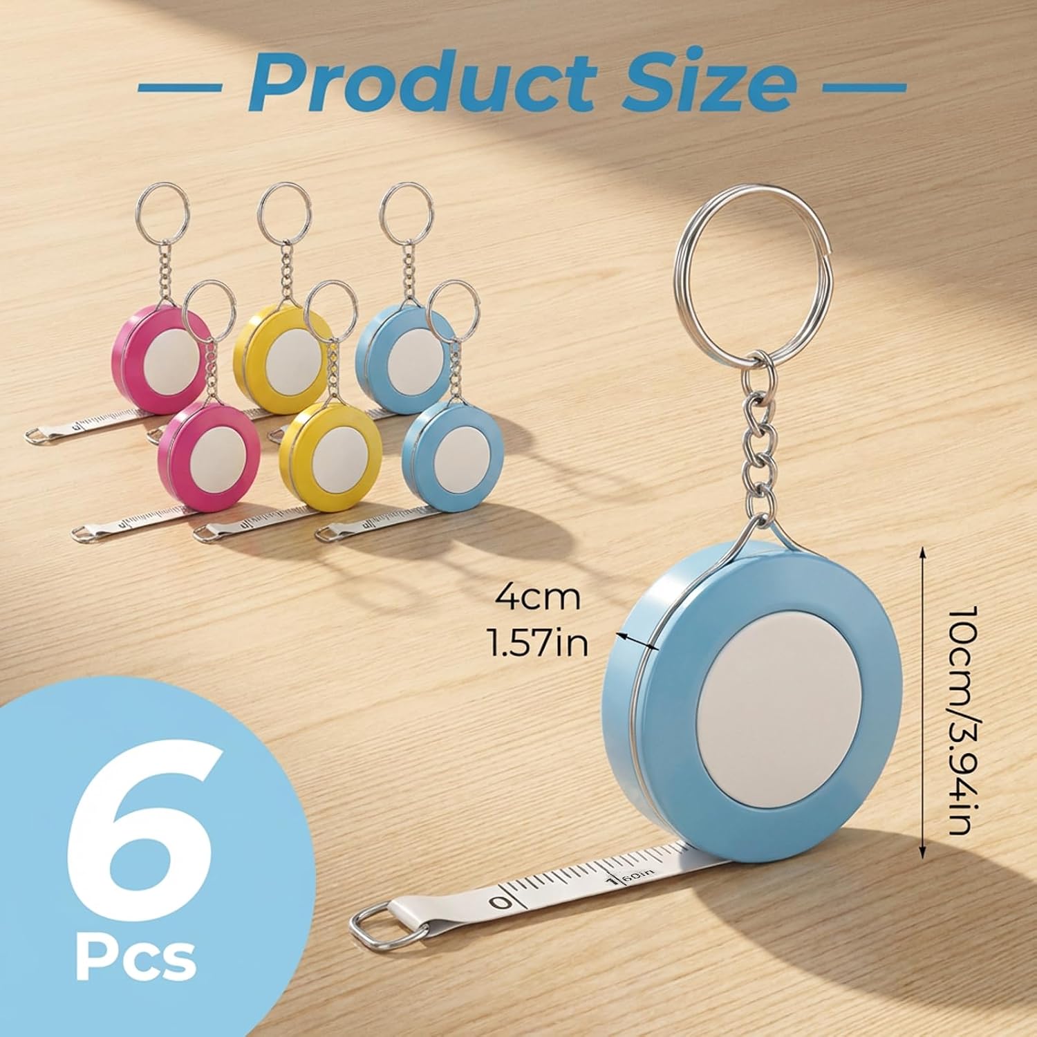 6 Pcs Body Tape Measure Keychain,3-Color Keychain Tape | Scalable Keychain Measuring Tape for Tailoring, Crafts and Body Measurements