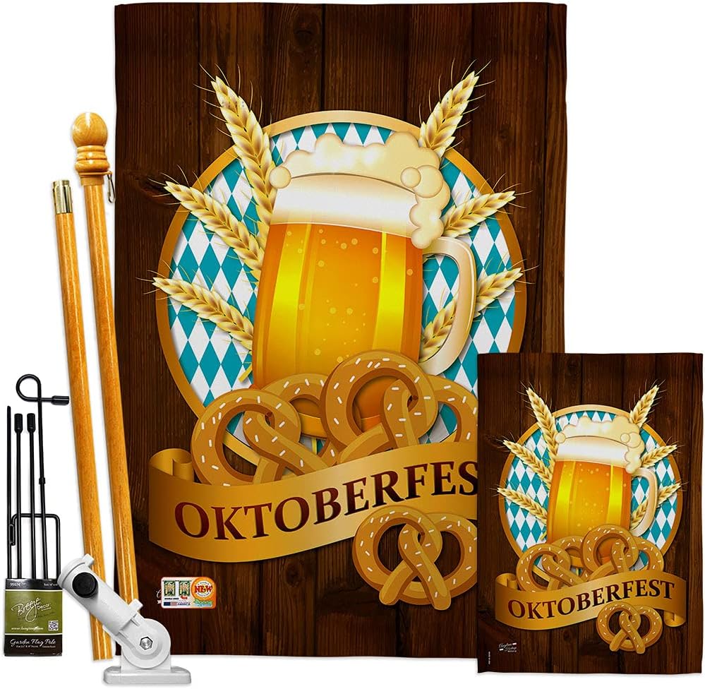 Oktoberfest House Flag Beverages Beer Happy Hour Game Pong Party Ale Lager Craft Small Decorative Gift Yard Banner Made In USA 28 X 40