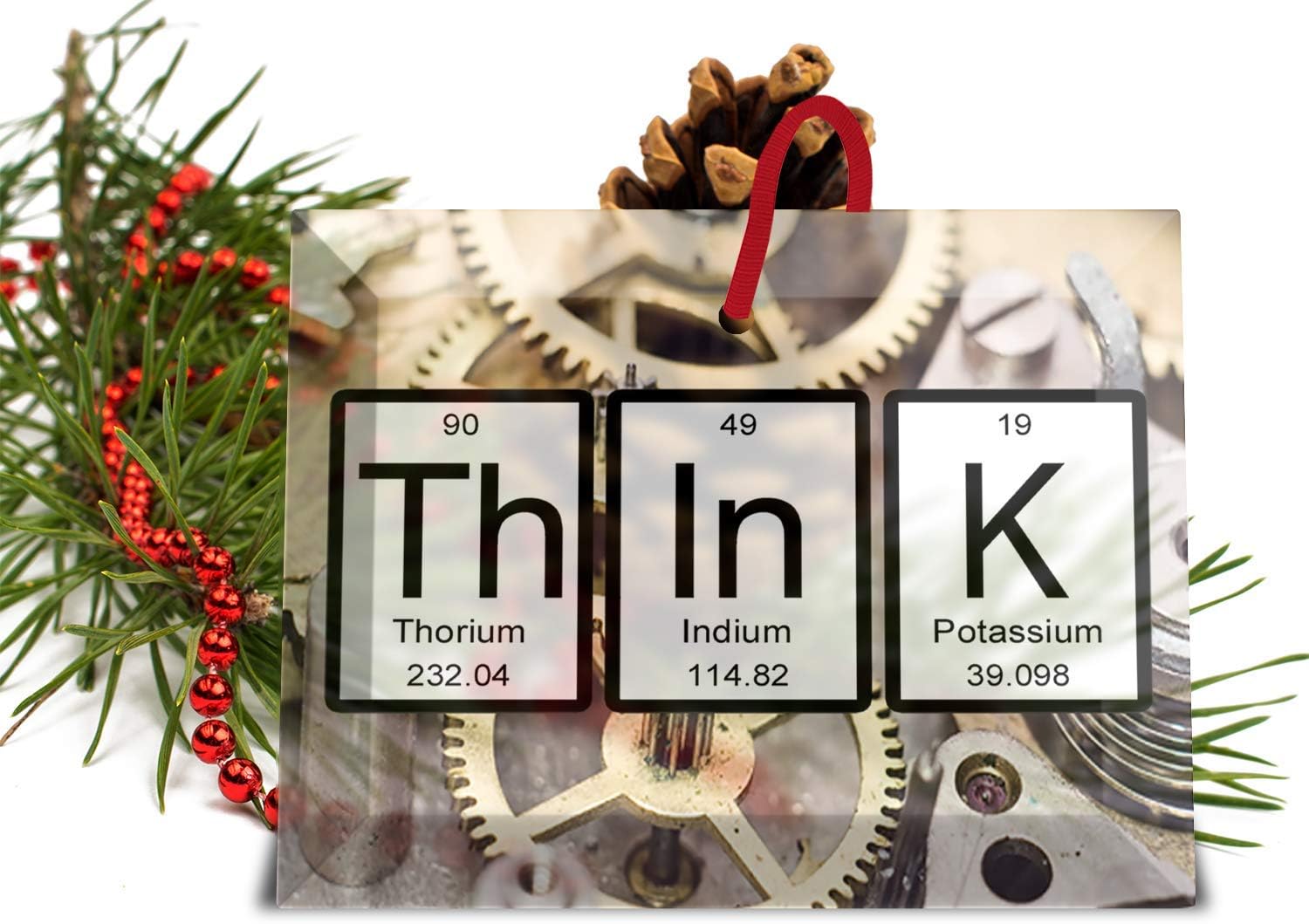 Neurons Not IncludedThink Periodic Table of Elements Glass Christmas Ornament