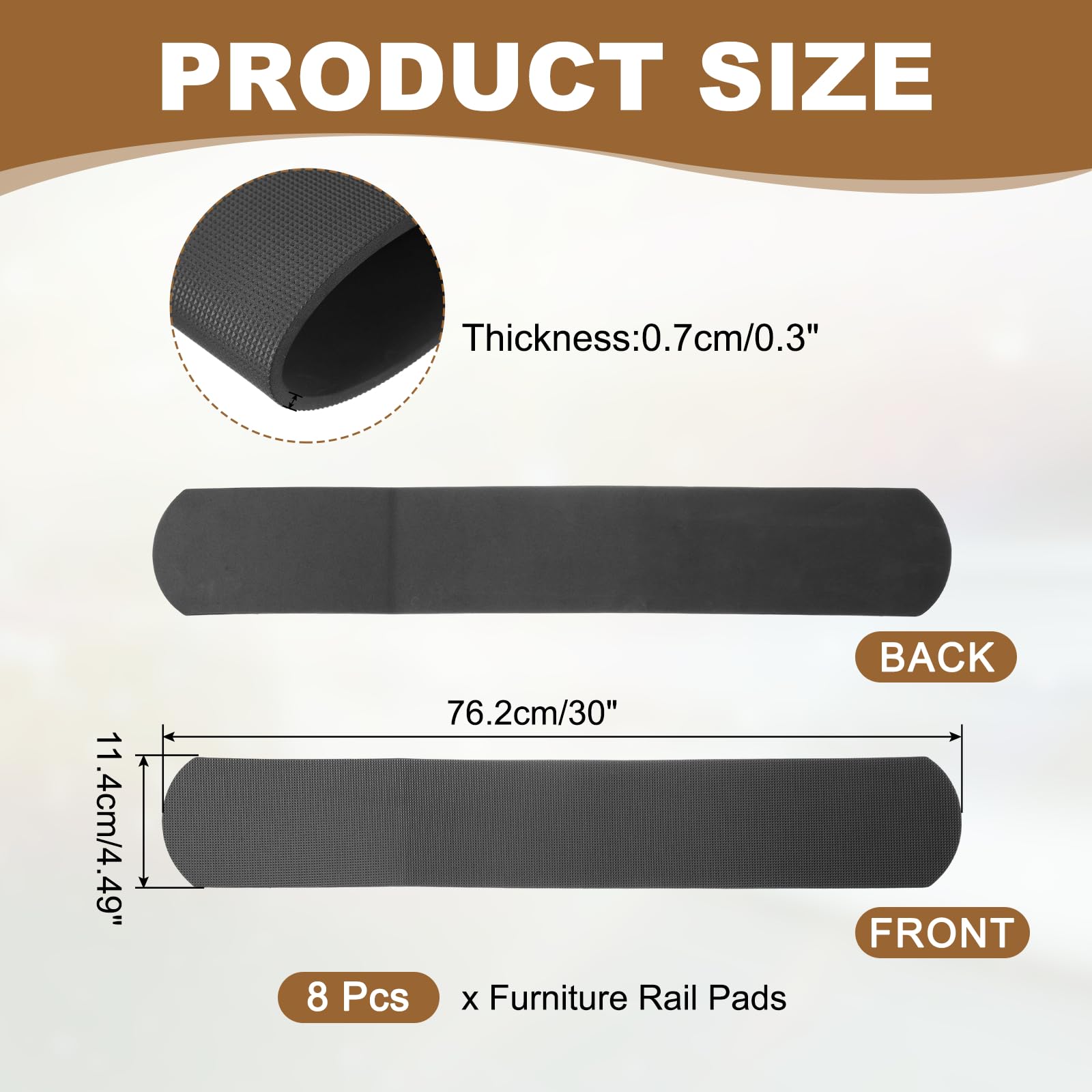 PATIKIL Rounded Corner Anti-Slip Furniture Rail Pads 30x4x3" - Image 2