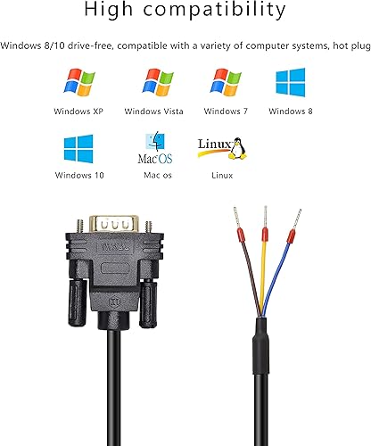 Miniatura 4 de XMSJSIY DB9 Conector RS232 Cable de puerto serie DB9 Adaptadores sin soldadura Cable de repuesto de 9 pines COM Puerto Breakout Pedido 235 (macho)