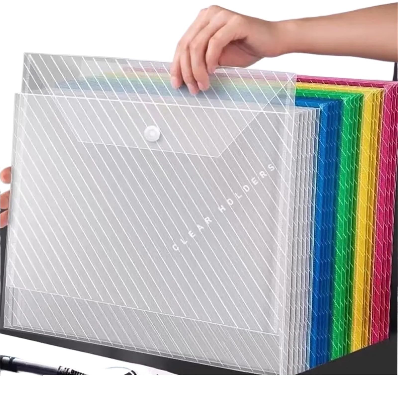 Przezroczysty folder z tworzywa sztucznego, 20 szt. przezroczystych plastikowych teczek A4 z zatrzaskiem, wielokolorowe(Mixed Thick)